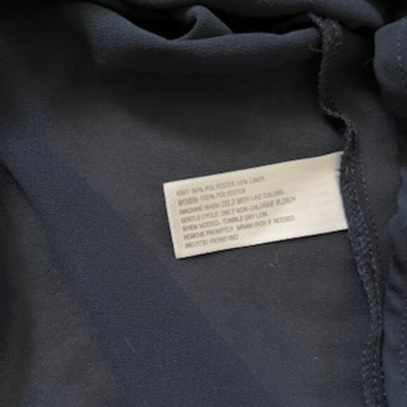 🧡 3/15 Mossimo Linen Blend Semi Sheer Gray Navy Long Sleeve Top Women's L/G - Picture 12 of 12